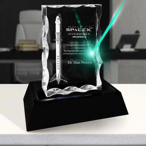 3D Crystal Notched Plaque Vertical