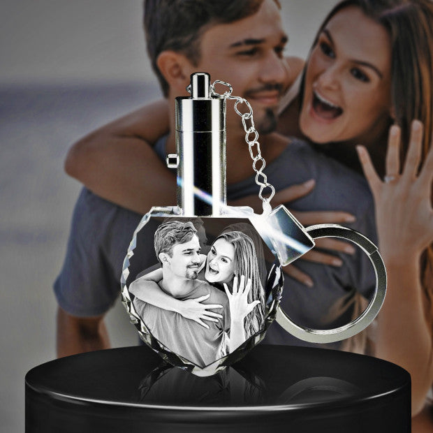 3D Crystal Heart Keychains